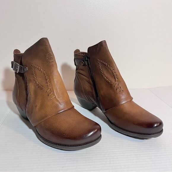 Miz Mooz Mimic Leather Wide Width Wrapped Ankle Boots - Picture 2 of 8